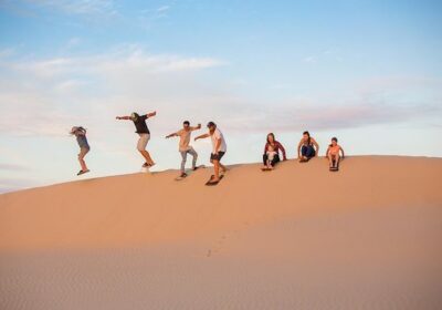 Sandboarding at the Timlalin Dunes